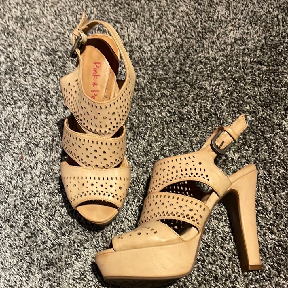 Pink & Pepper Tan High Heel Sandals (6)